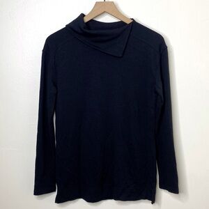 Ibex Merino Wool Black Long Sleeve Mock Neck Top